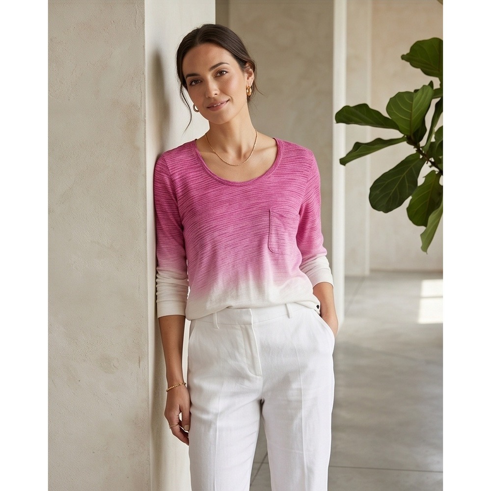 Z By Zobha XL Fuchsia Rose Ombre Slub Knit‎ Pullover Top NWT $88